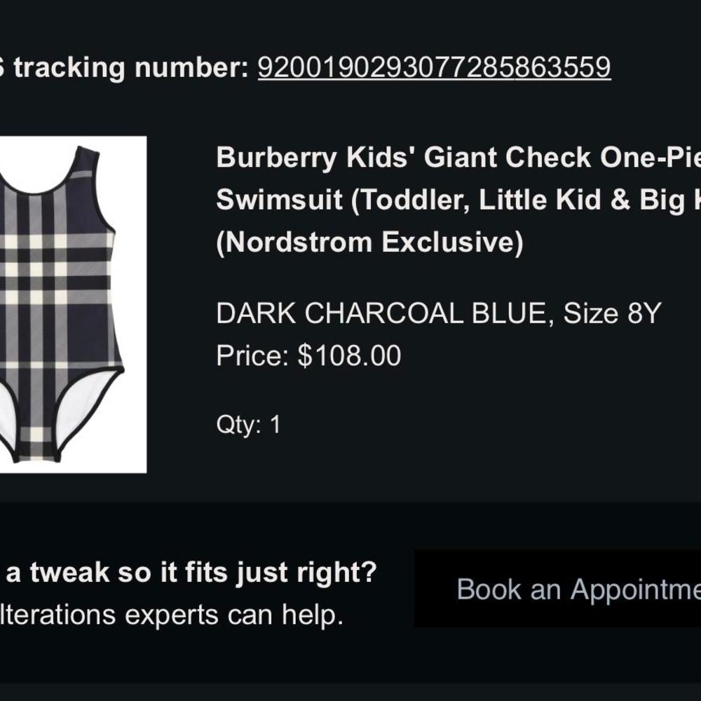 Burberry Kids' Check One-Piece Swimsuit